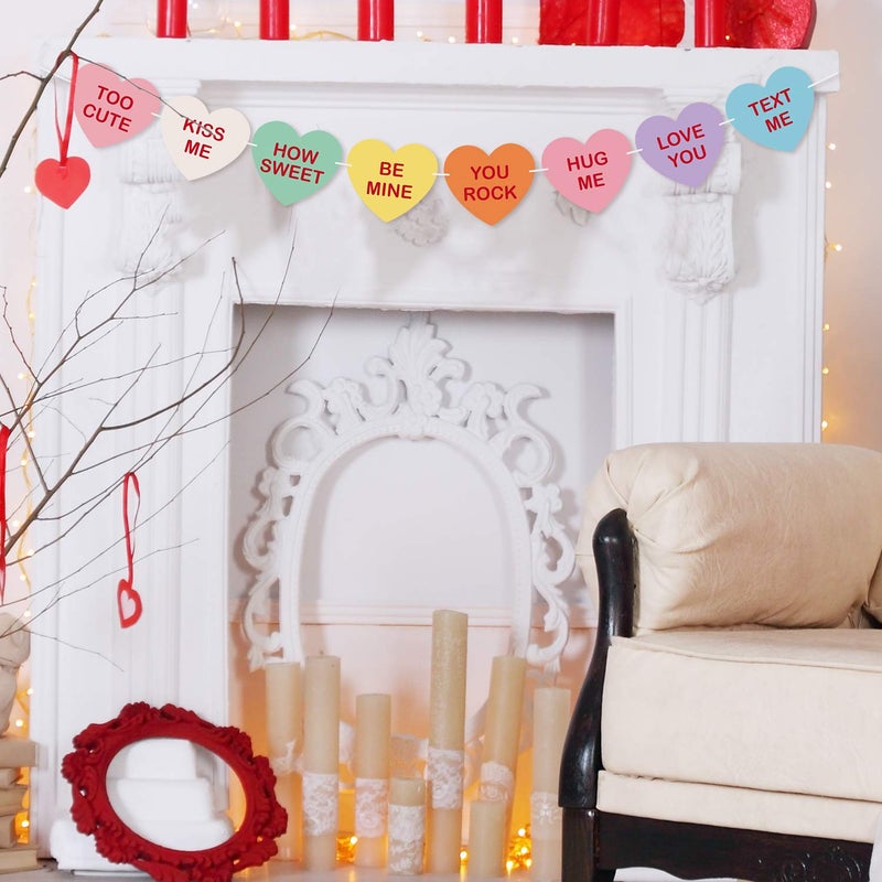 TUPARKA Valentine Conversation Candy Hearts Banner Valentine Candy Hearts Sayings Garland for Valentines Decoration Party Supplies - Image 5